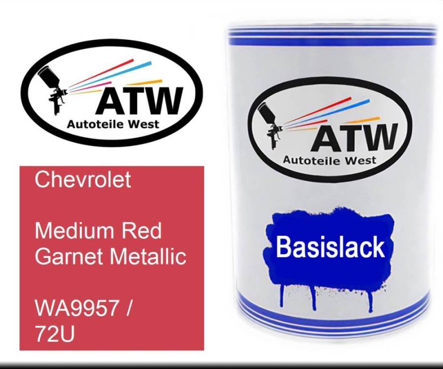 Chevrolet, Medium Red Garnet Metallic, WA9957 / 72U: 500ml Lackdose, von ATW Autoteile West.